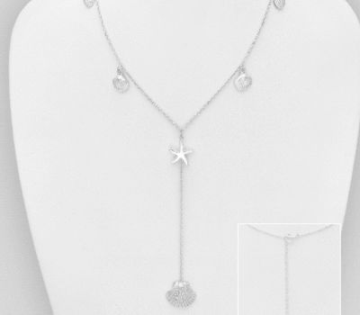 925 Sterling Silver Shell Necklace, Featuring Starfish Design