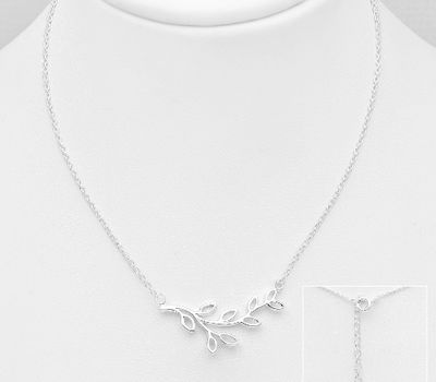 925 Sterling Silver Branch and Leaf Necklace