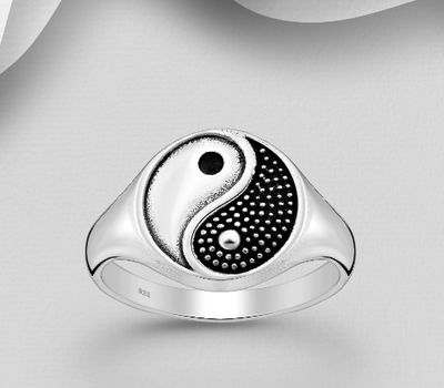 925 Sterling Silver Oxidized Yin-Yang Ring