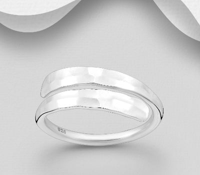 925 Sterling Silver Hammered Adjustable Ring