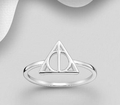 925 Sterling Silver Deathly Hallows Symbol Ring