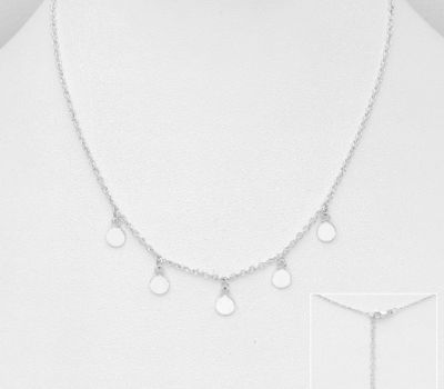 925 Sterling Silver Necklace Featuring Dangle Circle Charms