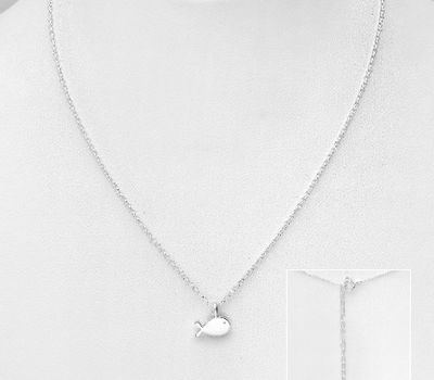 Tiny Fish Necklace, 925 Sterling Silver