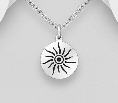 925 Sterling Silver Oxidized Sun Pendant