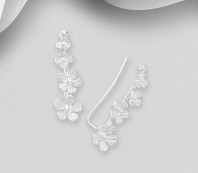 925 Sterling Silver Flower Ear Pins