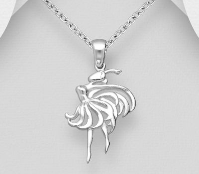 925 Sterling Silver Ballet Dancer Pendant