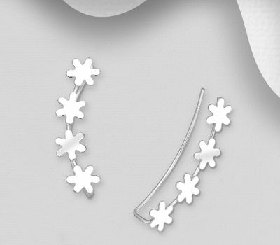 925 Sterling Silver Flower Ear Pins