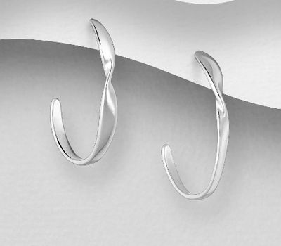 925 Sterling Silver Semi-Circle Push-Back Earrings