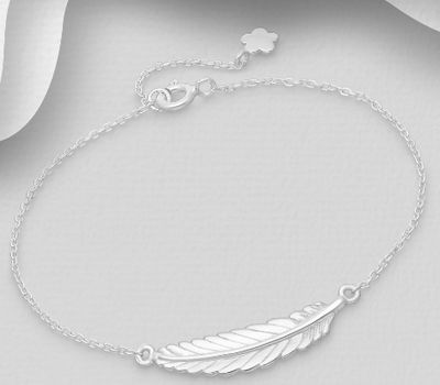 925 Sterling Silver Feather Bracelet