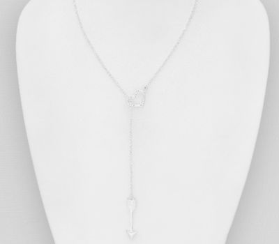 925 Sterling Silver Arrow and Heart Necklace