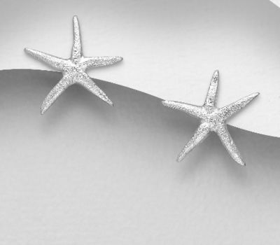 925 Sterling Silver Starfish Push-Back Earrings