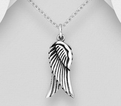 925 Sterling Silver Oxidized Wings Pendant