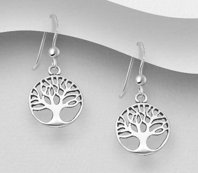 925 Sterling Silver Tree Of Life Hook Earrings