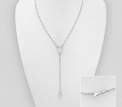 ITALIAN DELIGHT - 925 Sterling Silver Rosary Necklace, Made in Italy.