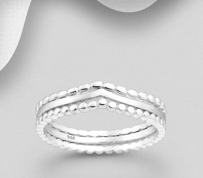 Set of 3 Chevron Stack Ring Featuring Balls, Made of 925 Sterling Silver