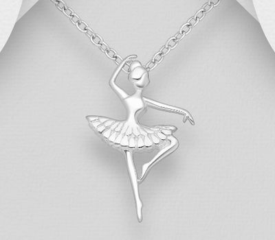 925 Sterling Silver Ballet Dancer Pendant