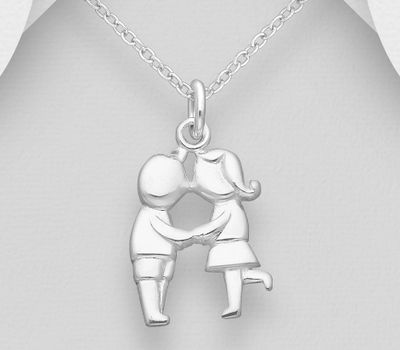 925 Sterling Silver Boy and Girl Pendant