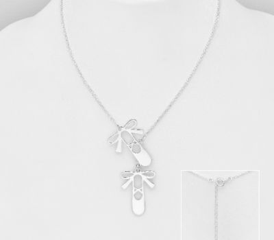 925 Sterling Silver Ballet Shoes Necklace