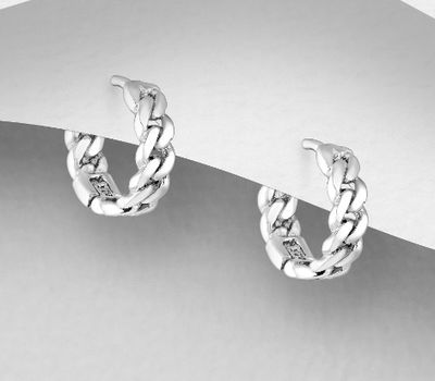 925 Sterling Silver Links Hoop Earrings