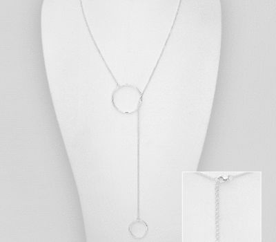 925 Sterling Silver Circle Long Necklace