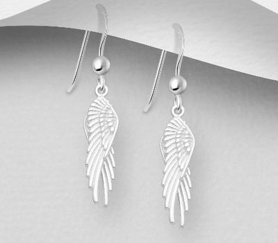 925 Sterling Silver Wings Hook Earrings