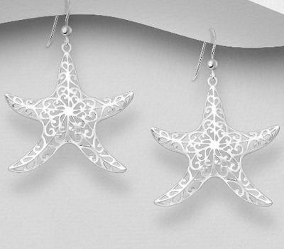 925 Sterling Silver Starfish Hook Earrings