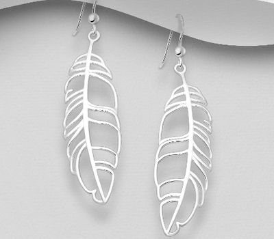 925 Sterling Silver Leaf Outline Hook Earrings