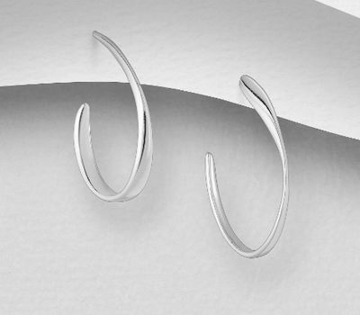 925 Sterling Silver Semi-Circle Push-Back Earrings