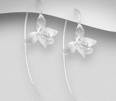 925 Sterling Silver Matt Flower Earrings