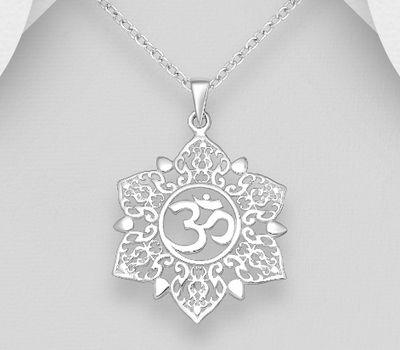 925 Sterling Silver Om Sign Pendant