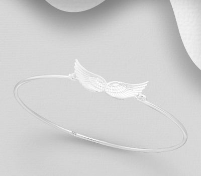 925 Sterling Silver Angel Wings Bangle