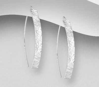 925 Sterling Silver Hammered Hook Earrings