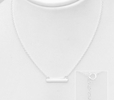 925 Sterling Silver Engravable Bar Necklace