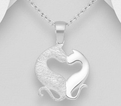 925 Sterling Silver Love Cats Pendant