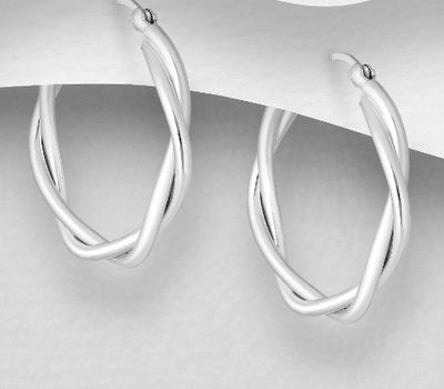 925 Sterling Silver Crisscross Hoop Earrings