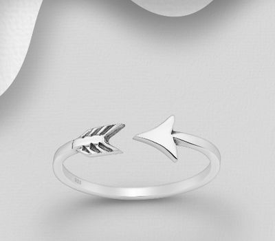 925 Sterling Silver Adjustable Oxidized Arrow Ring