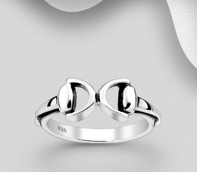 925 Sterling Silver Horse Snaffle Ring