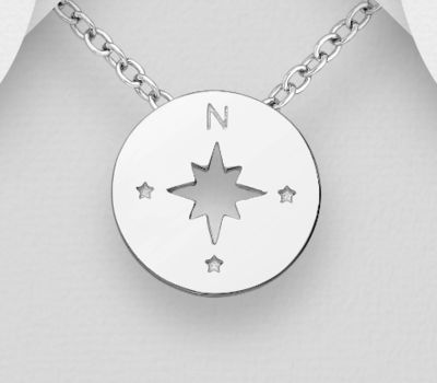 925 Sterling Silver Compass Pendant