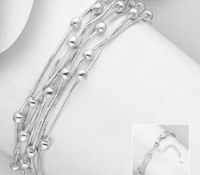 925 Sterling Silver Layered Bracelet with Ball Beads