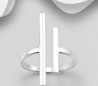 925 Sterling Silver Adjustable Bar Ring