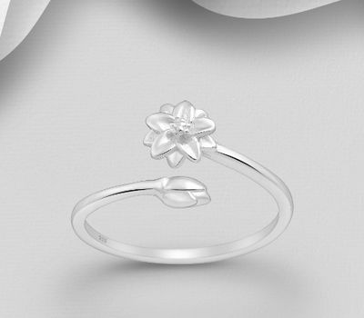 925 Sterling Silver Adjustable Lotus Ring