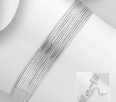 925 Sterling Silver Layered Multi Chain Bracelet