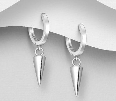 925 Sterling Silver Spike Hoop Earrings