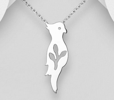 925 Sterling Silver Parrot Bird Pendant