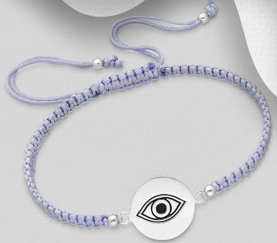 925 Sterling Silver Eye with Adjustable Thread Bracelet