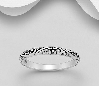 925 Sterling Silver Swirl Band Ring, 2.5 mm Wide