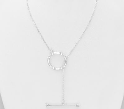 925 Sterling Silver Bar and Circle Necklace