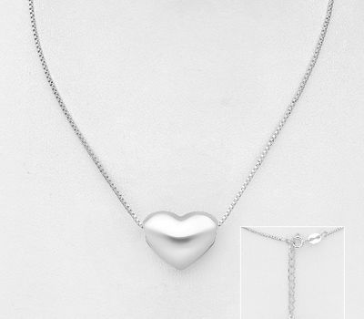 ITALIAN DELIGHT - 925 Sterling Silver Heart Necklace, Made in Italy.