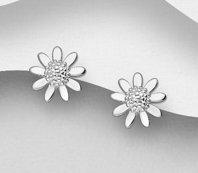 925 Sterling Silver Flower Push-Back Earrings