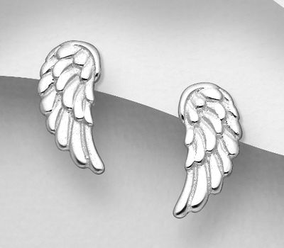 925 Sterling Silver Wings Push-Back Earrings